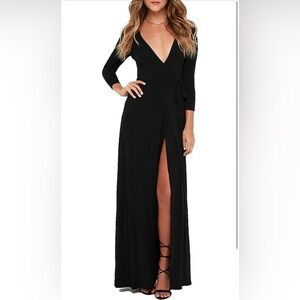 GOT STYLE USA Long Sleeve Tulip Wrap Slit Front Long Maxi Dress Women’s Large